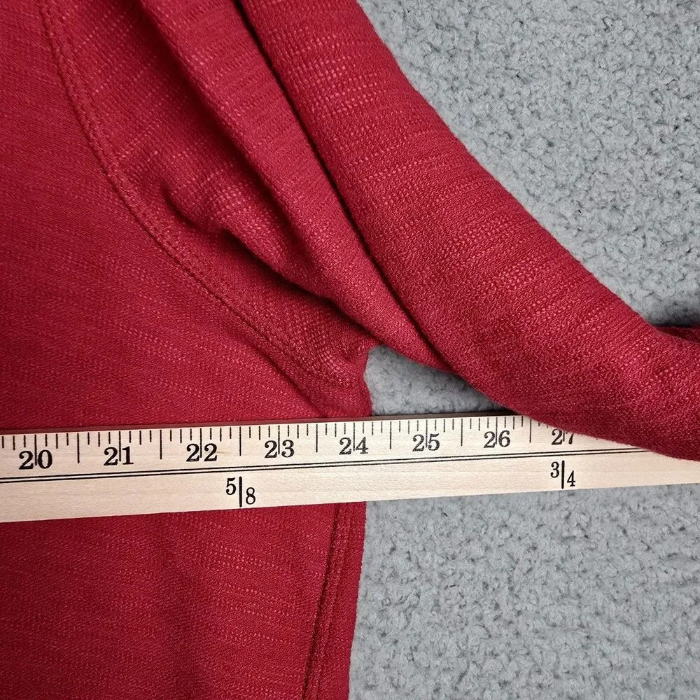 J Jill Womens Tunic Top 2X Red Cotton Blend V Neck Long Sleeve Plus Size Soft